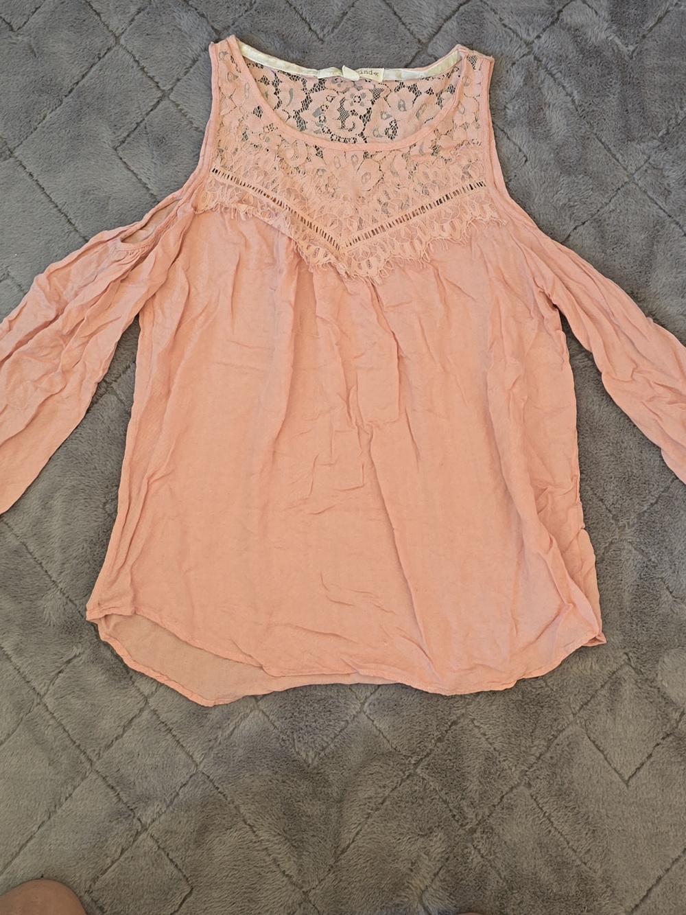 Rewind Peach Lace Cold-Shoulder Blouse